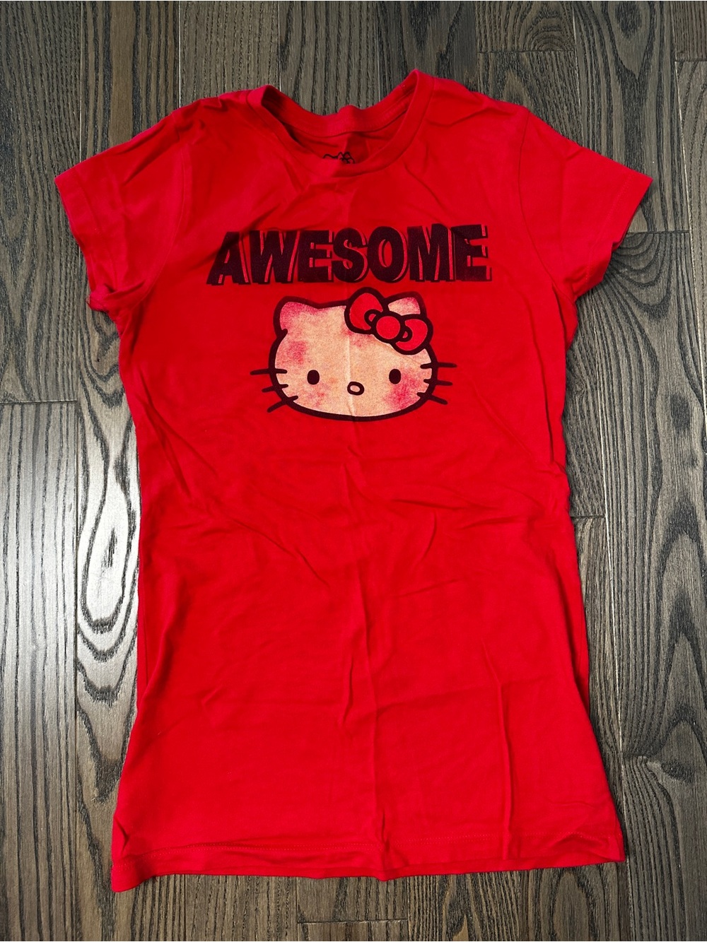 Sanrio Red Hello Kitty 'AWESOME' Short Sleeve Tee